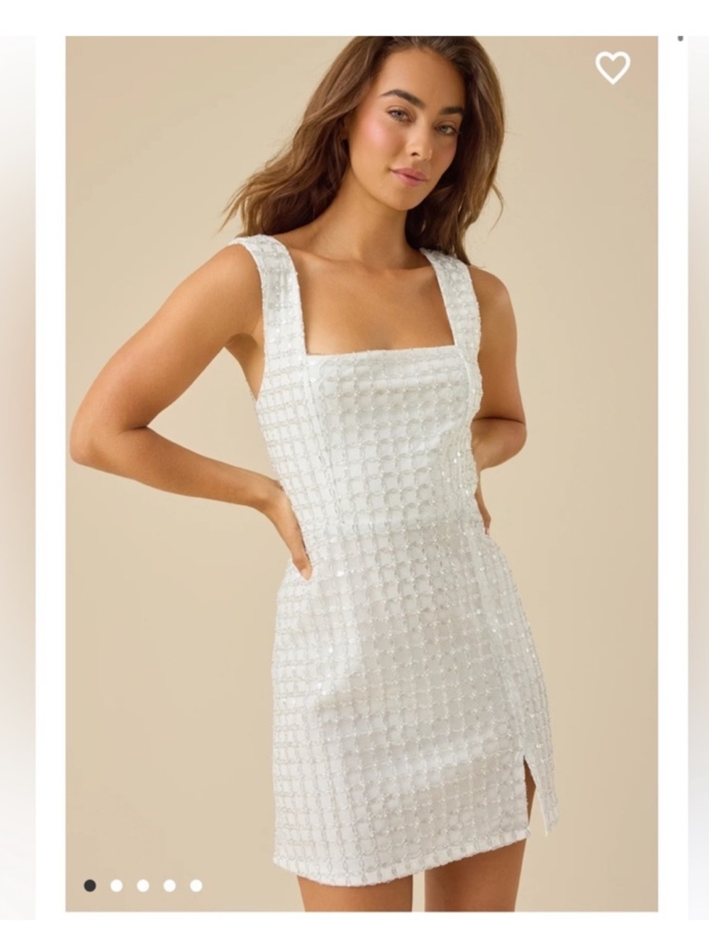 Altar’d State Beaded and pearl Embellished white Mini dress size S Like new
